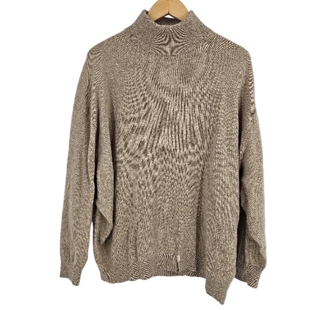 Hatch Tan Pullover Sweater Beige Cashmere Knit Batwing High Neck Long Sleeve XS